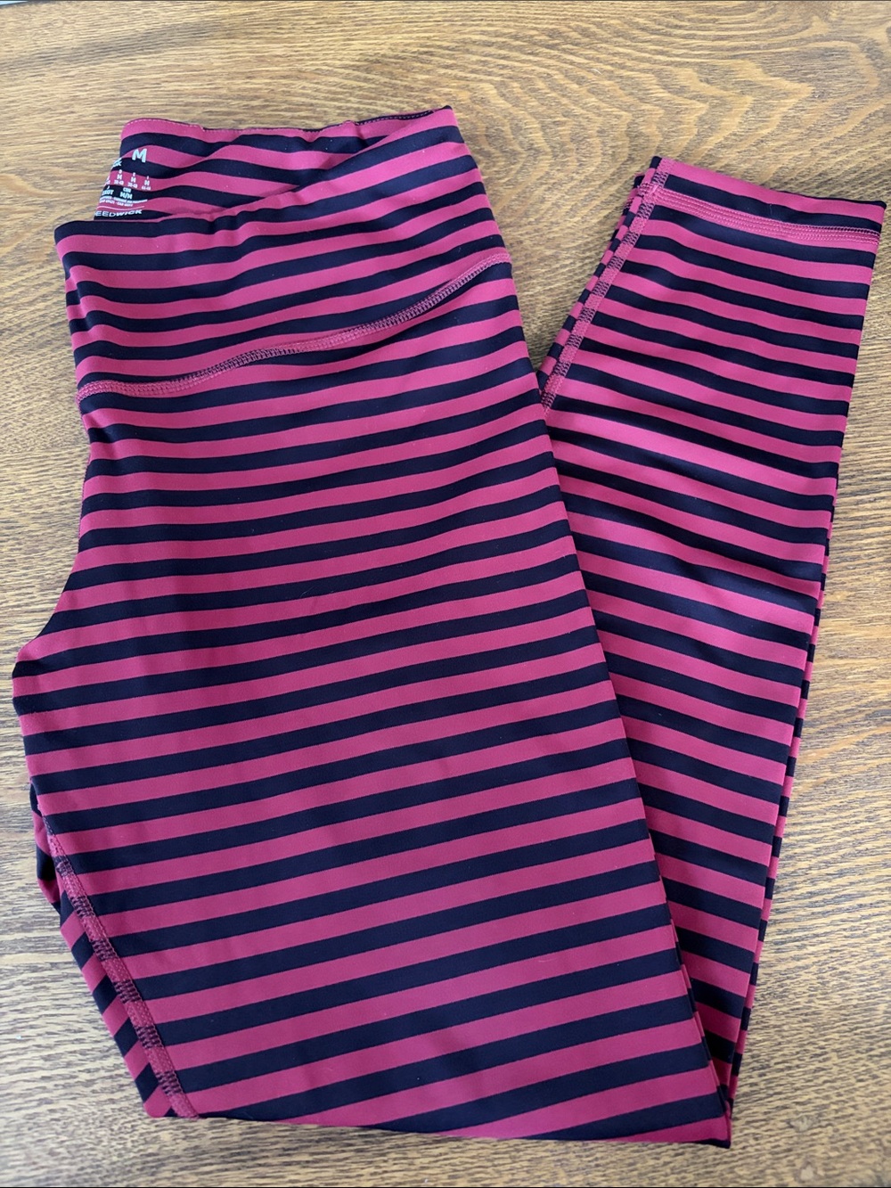 Women’s Reebok Maroon and Black Striped Leggings